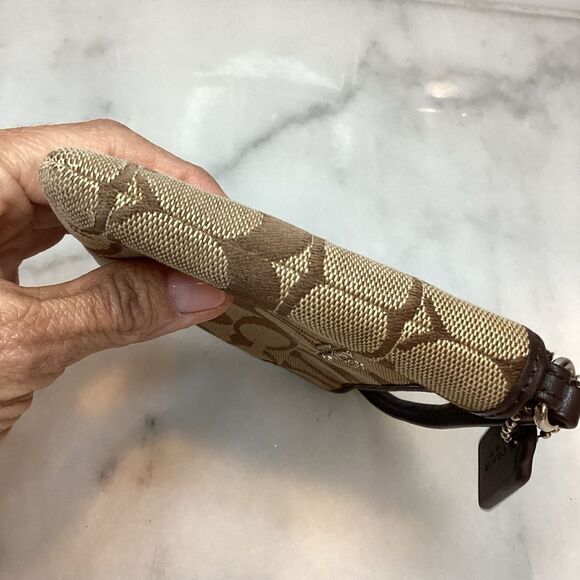 Coach Wristlet Bag Purse Jacquard Signature Logo Canvas Designer Pouch Wallet - Picture 5 of 9